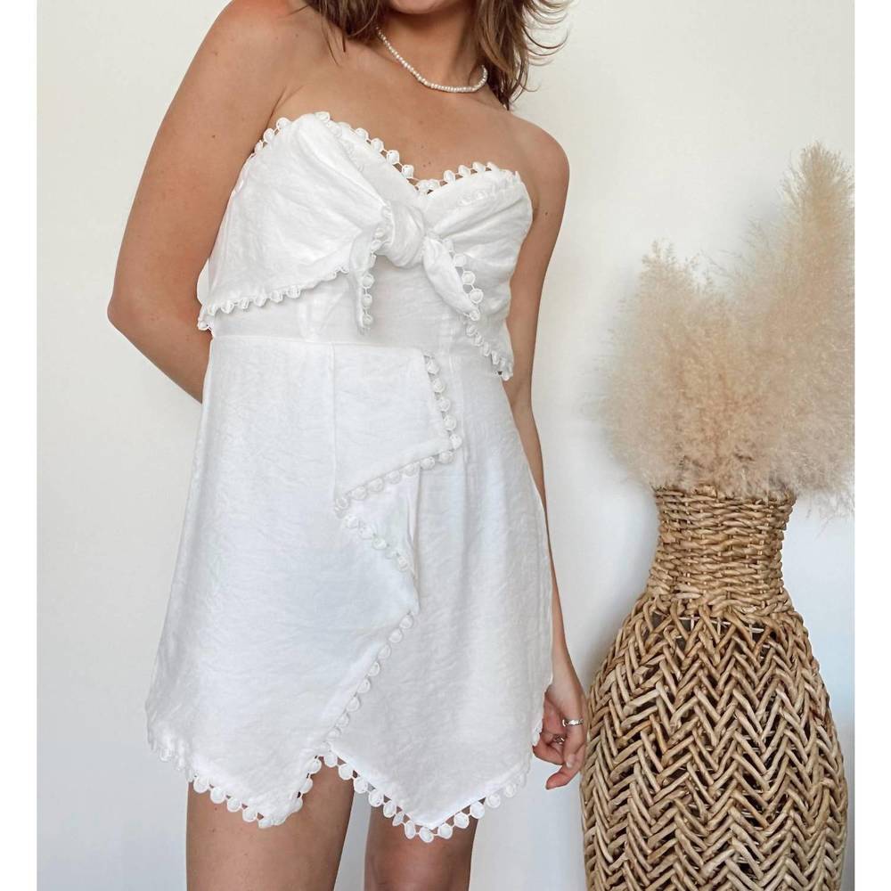 NEW ONE AND ONLY COLLECTIVE celina strapless eyelet romper in white